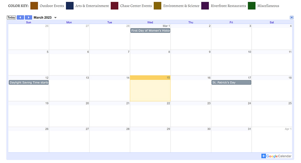 Embedded google calendar that is not maintained