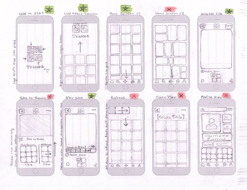 10 Sketches on iPhone screen showing ideas for the project