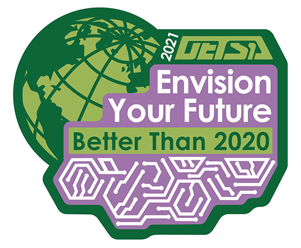 Technology Student Association Green and Purple Pin Design